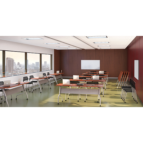 Lorell Flip Top Training Table Rectangle Top - Four Leg Base - 4 Legs - 23.60" Table Top Width x 72" Table Top Depth - 29.50" Height x 70.88" Width x 23.63" Depth - Training - Assembly Required - Mahogany - Nylon - Melamine Top Material - 1 Eac (LLR60718)