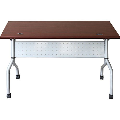 Lorell Flip Top Training Table Rectangle Top - Four Leg Base - 4 Legs - 23.60" Table Top Width x 48" Table Top Depth - 29.50" Height x 47.25" Width x 23.63" Depth - Training - Assembly Required - Mahogany - Nylon - Melamine Top Material - 1 Eac (LLR60722)
