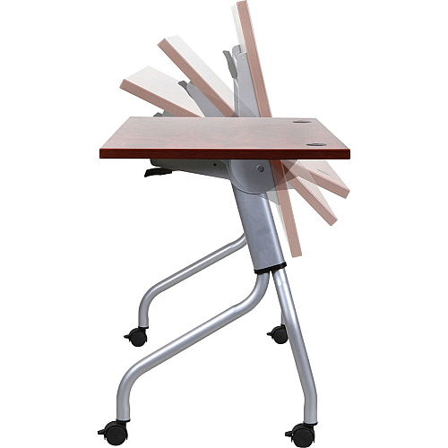 Lorell Flip Top Training Table Rectangle Top - Four Leg Base - 4 Legs - 23.60" Table Top Width x 48" Table Top Depth - 29.50" Height x 47.25" Width x 23.63" Depth - Training - Assembly Required - Mahogany - Nylon - Melamine Top Material - 1 Eac (LLR60722)