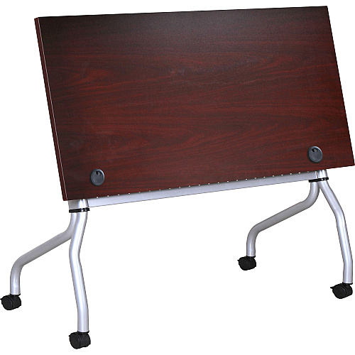 Lorell Flip Top Training Table Rectangle Top - Four Leg Base - 4 Legs - 23.60" Table Top Width x 48" Table Top Depth - 29.50" Height x 47.25" Width x 23.63" Depth - Training - Assembly Required - Mahogany - Nylon - Melamine Top Material - 1 Eac (LLR60722)