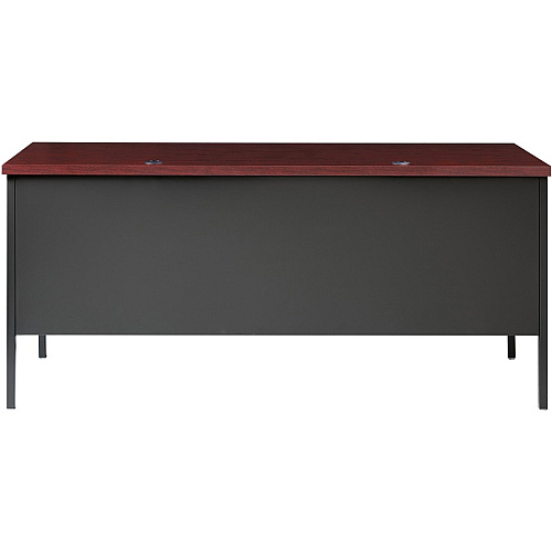 Lorell Fortress Series 66" Right-Pedestal Desk Rectangle Top - 66" Table Top Width x 30" Table Top Depth x 1.12" Table Top Thickness - 29.50" Height - Office, File - Assembly Required - Laminated, Mahogany - Steel - 1 Each (LLR60916)