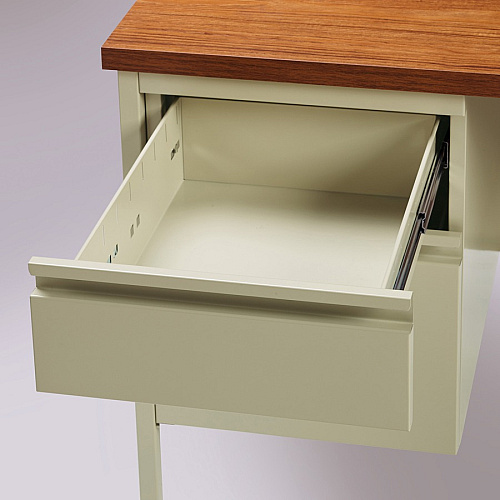 Lorell Fortress Series Left-Pedestal Desk Rectangle Top - 66" Table Top Width x 30" Table Top Depth x 1.12" Table Top Thickness - 29.50" Height - Office, File - Assembly Required - Oak, Oak Laminate, Putty - Steel - 1 Each (LLR60917)