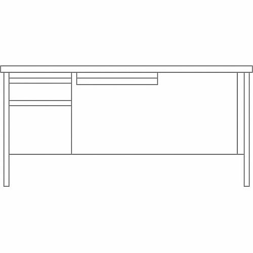 Lorell Fortress Series Left-Pedestal Desk Rectangle Top - 66" Table Top Width x 30" Table Top Depth x 1.12" Table Top Thickness - 29.50" Height - Office, File - Assembly Required - Black Walnut, Laminated, Walnut - Steel - 1 Each (LLR60918)