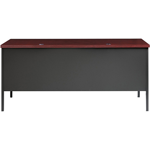 Lorell Fortress Series Left-Pedestal Desk Rectangle Top - 66" Table Top Width x 30" Table Top Depth x 1.12" Table Top Thickness - 29.50" Height - Office, File - Assembly Required - Laminated, Mahogany - Steel - 1 Each (LLR60919)
