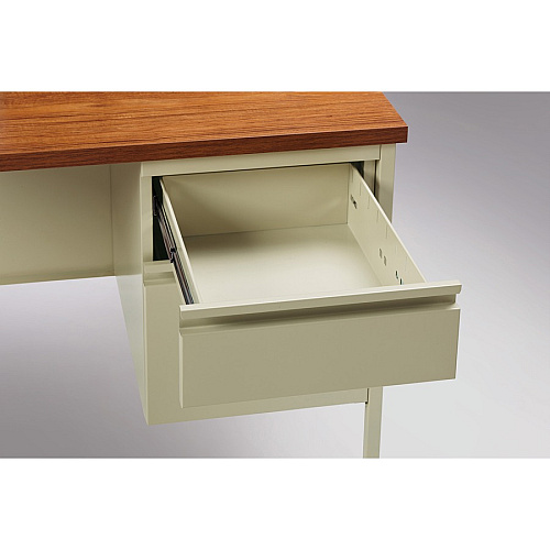 Lorell Fortress Series Right-Pedestal Return Rectangle Top - 42" Table Top Width x 24" Table Top Depth x 1.12" Table Top Thickness - 29.50" Height - Office, File - Assembly Required - Oak, Oak Laminate, Putty - Steel - 1 Each (LLR60920)