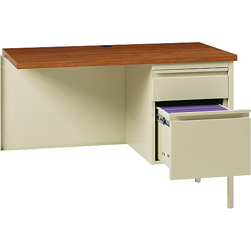 Lorell Fortress Series Right-Pedestal Return Rectangle Top - 42" Table Top Width x 24" Table Top Depth x 1.12" Table Top Thickness - 29.50" Height - Office, File - Assembly Required - Oak, Oak Laminate, Putty - Steel - 1 Each (LLR60920)