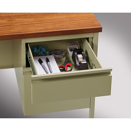 Lorell Fortress Series Right-Pedestal Return Rectangle Top - 42" Table Top Width x 24" Table Top Depth x 1.12" Table Top Thickness - 29.50" Height - Office, File - Assembly Required - Oak, Oak Laminate, Putty - Steel - 1 Each (LLR60920)
