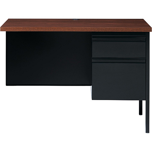Lorell Fortress Series Right-Pedestal Return Rectangle Top - 42" Table Top Width x 24" Table Top Depth x 1.12" Table Top Thickness - 29.50" Height - Office, File - Assembly Required - Black Walnut, Oak Laminate - Steel - 1 Each (LLR60921)
