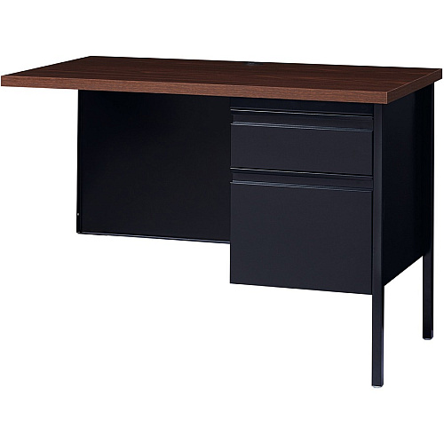 Lorell Fortress Series Right-Pedestal Return Rectangle Top - 42" Table Top Width x 24" Table Top Depth x 1.12" Table Top Thickness - 29.50" Height - Office, File - Assembly Required - Black Walnut, Oak Laminate - Steel - 1 Each (LLR60921)
