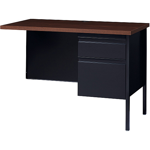 Lorell Fortress Series Right-Pedestal Return Rectangle Top - 42" Table Top Width x 24" Table Top Depth x 1.12" Table Top Thickness - 29.50" Height - Office, File - Assembly Required - Black Walnut, Oak Laminate - Steel - 1 Each (LLR60921)