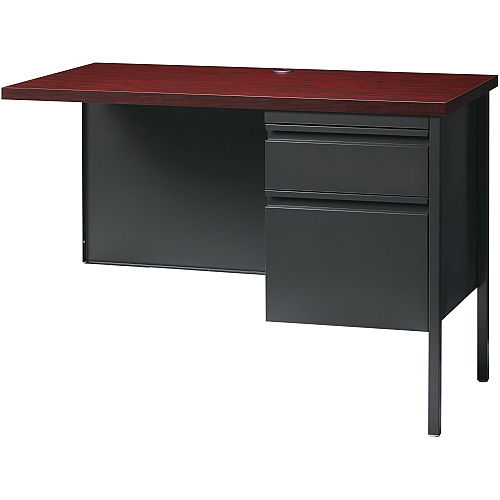 Lorell Fortress Series Right-Pedestal Return Rectangle Top - 42" Table Top Width x 24" Table Top Depth x 1.12" Table Top Thickness - 29.50" Height - Office, File - Assembly Required - Laminated, Mahogany - Steel - 1 Each (LLR60922)