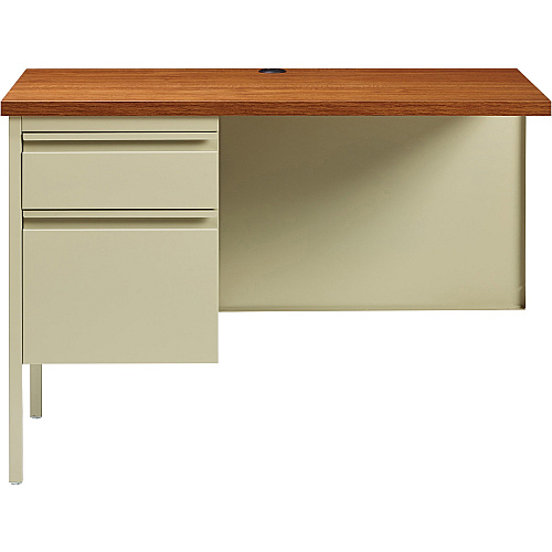 Lorell Fortress Series Left-Pedestal Return Rectangle Top - 42" Table Top Width x 24" Table Top Depth x 1.12" Table Top Thickness - 29.50" Height - Office, File - Assembly Required - Oak, Oak Laminate, Putty - Steel - 1 Each (LLR60923)