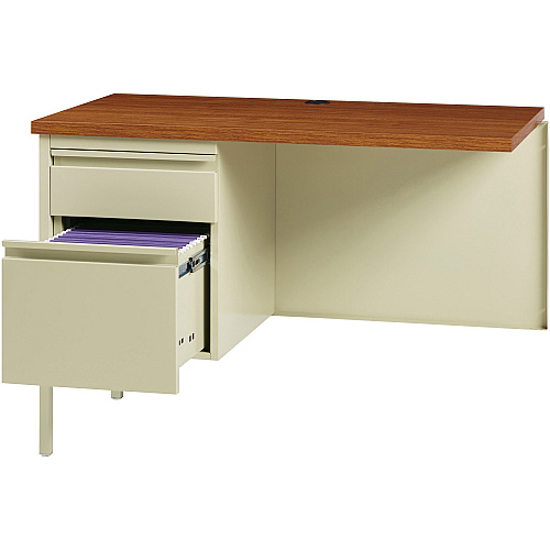 Lorell Fortress Series Left-Pedestal Return Rectangle Top - 42" Table Top Width x 24" Table Top Depth x 1.12" Table Top Thickness - 29.50" Height - Office, File - Assembly Required - Oak, Oak Laminate, Putty - Steel - 1 Each (LLR60923)