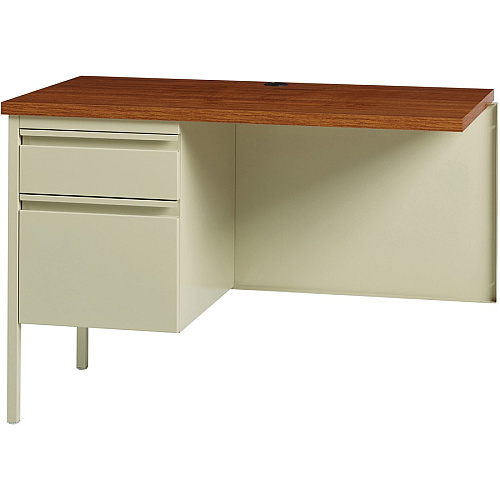 Lorell Fortress Series Left-Pedestal Return Rectangle Top - 42" Table Top Width x 24" Table Top Depth x 1.12" Table Top Thickness - 29.50" Height - Office, File - Assembly Required - Oak, Oak Laminate, Putty - Steel - 1 Each (LLR60923)