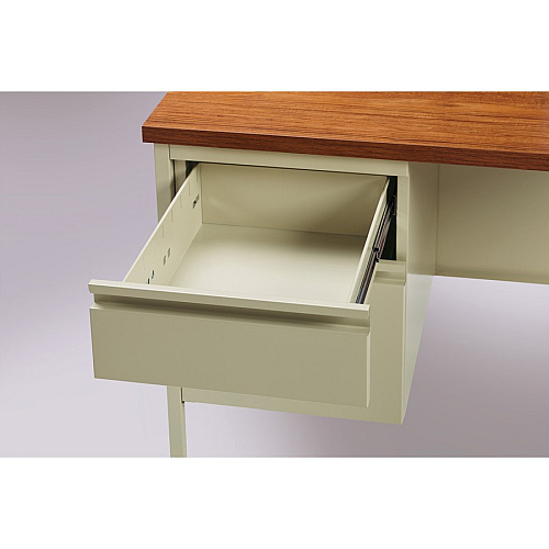 Lorell Fortress Series Left-Pedestal Return Rectangle Top - 42" Table Top Width x 24" Table Top Depth x 1.12" Table Top Thickness - 29.50" Height - Office, File - Assembly Required - Oak, Oak Laminate, Putty - Steel - 1 Each (LLR60923)