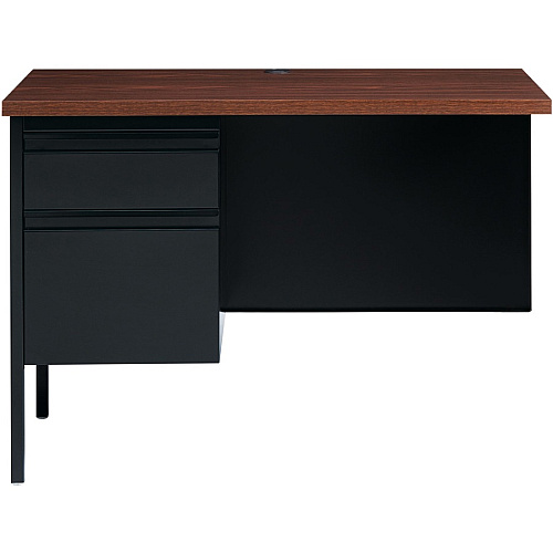 Lorell Fortress Series Left-Pedestal Return Rectangle Top - 42" Table Top Width x 24" Table Top Depth x 1.12" Table Top Thickness - 29.50" Height - Office, File - Assembly Required - Black Walnut, Laminated, Walnut - Steel - 1 Each (LLR60924)