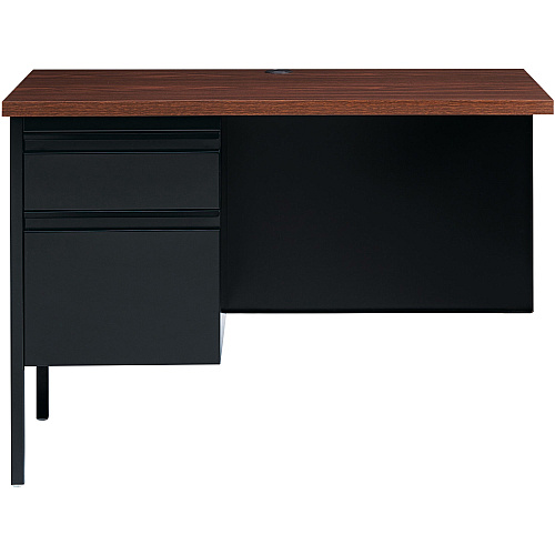 Lorell Fortress Series Left-Pedestal Return Rectangle Top - 42" Table Top Width x 24" Table Top Depth x 1.12" Table Top Thickness - 29.50" Height - Office, File - Assembly Required - Black Walnut, Laminated, Walnut - Steel - 1 Each (LLR60924)