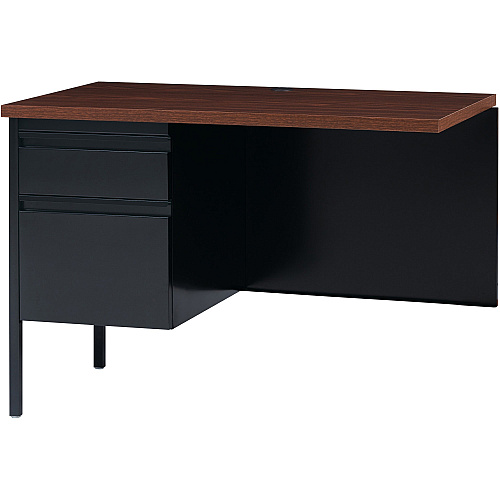 Lorell Fortress Series Left-Pedestal Return Rectangle Top - 42" Table Top Width x 24" Table Top Depth x 1.12" Table Top Thickness - 29.50" Height - Office, File - Assembly Required - Black Walnut, Laminated, Walnut - Steel - 1 Each (LLR60924)