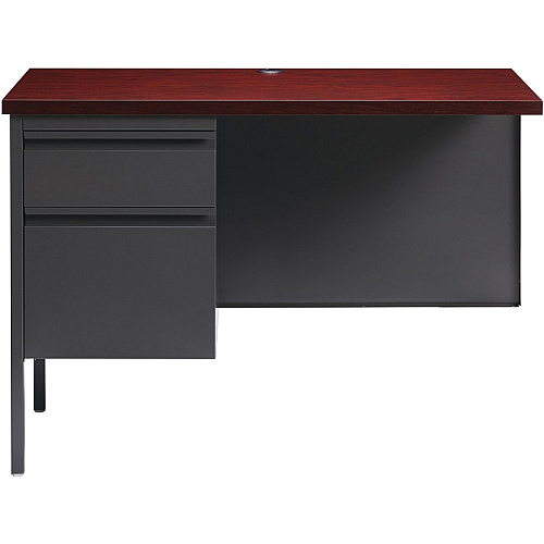 Lorell Fortress Series Left-Pedestal Return Rectangle Top - 42" Table Top Width x 24" Table Top Depth x 1.12" Table Top Thickness - 29.50" Height - Office, File - Assembly Required - Laminated, Mahogany - Steel - 1 Each (LLR60925)