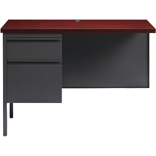 Lorell Fortress Series Left-Pedestal Return Rectangle Top - 42" Table Top Width x 24" Table Top Depth x 1.12" Table Top Thickness - 29.50" Height - Office, File - Assembly Required - Laminated, Mahogany - Steel - 1 Each (LLR60925)