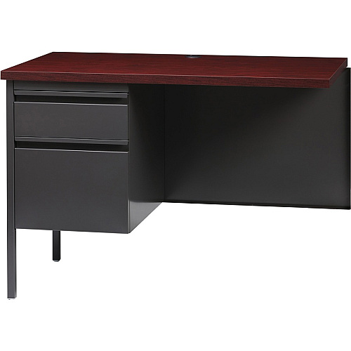 Lorell Fortress Series Left-Pedestal Return Rectangle Top - 42" Table Top Width x 24" Table Top Depth x 1.12" Table Top Thickness - 29.50" Height - Office, File - Assembly Required - Laminated, Mahogany - Steel - 1 Each (LLR60925)