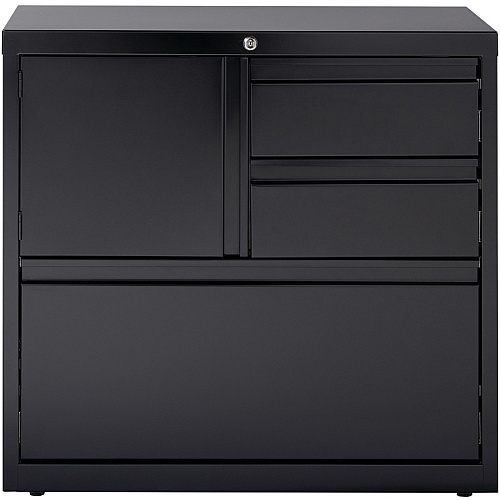 Lorell 30" Personal Storage Center Lateral File 30" Width x 18.6" Depth x 28" Height - 3 x Drawer(s) for File, Box - A4, Letter, Legal - Hanging Rail, Glide Suspension, Grommet, Cable Management, Interlocking, Reinforced Base, Adjustable Glide, (LLR60933)