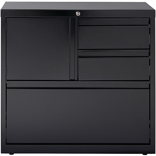 Lorell 30" Personal Storage Center Lateral File 30" Width x 18.6" Depth x 28" Height - 3 x Drawer(s) for File, Box - A4, Letter, Legal - Hanging Rail, Glide Suspension, Grommet, Cable Management, Interlocking, Reinforced Base, Adjustable Glide, (LLR60933)