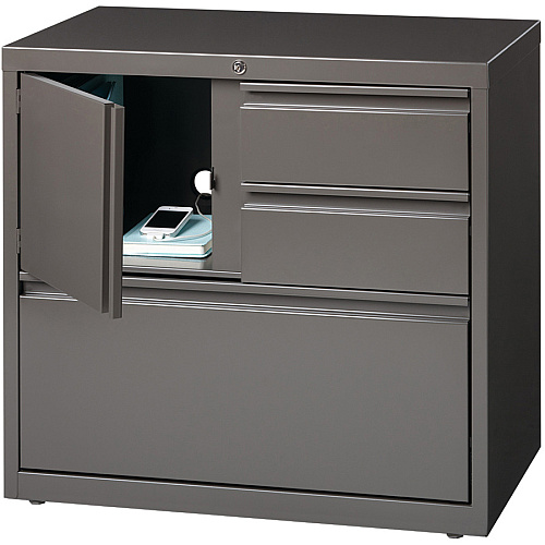 Lorell 30" Personal Storage Center Lateral File 30" Width x 18.6" Depth x 28" Height - 3 x Drawer(s) for File, Box - A4, Letter, Legal - Hanging Rail, Glide Suspension, Grommet, Cable Management, Interlocking, Reinforced Base, Adjustable Glide, (LLR60934)