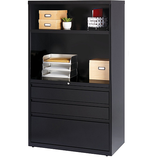 Lorell File/File Lateral File Combo Unit 36" Width x 18.6" Depth x 60" Height - 2 x Shelf(ves) - 3 x Drawer(s) for Box, File - Legal, Letter, A4 - Lateral - Cable Management, Leveling Glide, Adjustable Glide, Locking Drawer, Durable, Ball-beari (LLR66205)