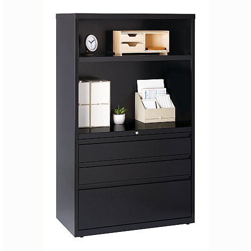 Lorell File/File Lateral File Combo Unit 36" Width x 18.6" Depth x 60" Height - 2 x Shelf(ves) - 3 x Drawer(s) for Box, File - Legal, Letter, A4 - Lateral - Cable Management, Leveling Glide, Adjustable Glide, Locking Drawer, Durable, Ball-beari (LLR66205)