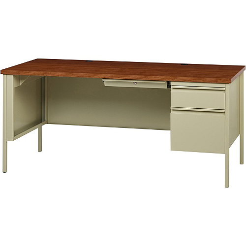 Lorell Fortress Series 66" Right-Pedestal Desk Oak Laminate Rectangle Top - 30" Table Top Length x 66" Table Top Width x 1.13" Table Top Thickness - 29.50" Height - Business Environment, Educational Environment, Office - Assembly Required - Oak (LLR66904)