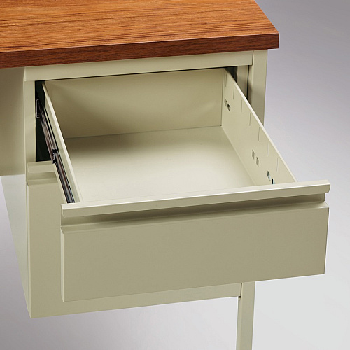 Lorell Fortress Series 66" Right-Pedestal Desk Oak Laminate Rectangle Top - 30" Table Top Length x 66" Table Top Width x 1.13" Table Top Thickness - 29.50" Height - Business Environment, Educational Environment, Office - Assembly Required - Oak (LLR66904)
