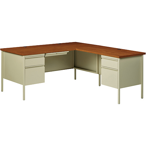 Lorell Fortress Series 66" Right-Pedestal Desk Oak Laminate Rectangle Top - 30" Table Top Length x 66" Table Top Width x 1.13" Table Top Thickness - 29.50" Height - Business Environment, Educational Environment, Office - Assembly Required - Oak (LLR66904)
