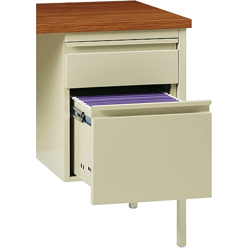 Lorell Fortress Series 48" Right Single-Pedestal Desk Oak Laminate Rectangle Top - 30" Table Top Length x 48" Table Top Width x 1.13" Table Top Thickness - 29.50" Height - Business Environment, Educational Environment, Office - Assembly Require (LLR66908)