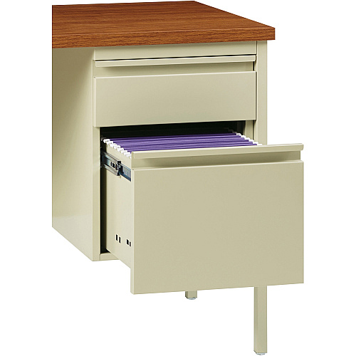 Lorell Fortress Series 48" Right Single-Pedestal Desk Oak Laminate Rectangle Top - 30" Table Top Length x 48" Table Top Width x 1.13" Table Top Thickness - 29.50" Height - Business Environment, Educational Environment, Office - Assembly Require (LLR66908)