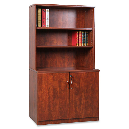 Lorell Essentials Series 2-Door Storage Cabinet 36" Width x 22.5" Depth x 29.5" Height - 2 x Door(s) - Cherry - Laminated - Melamine Faced Chipboard (MFC) - Assembly Required (LLR69611)