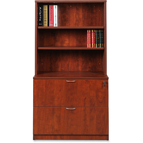 Lorell Essentials Series Stack-on Bookshelf 36" Width x 15" Depth x 36" Height - 2 x Shelf(ves) - Lockable - Cherry, Laminate - MFC, Polyvinyl Chloride (PVC) - Assembly Required (LLR69613)