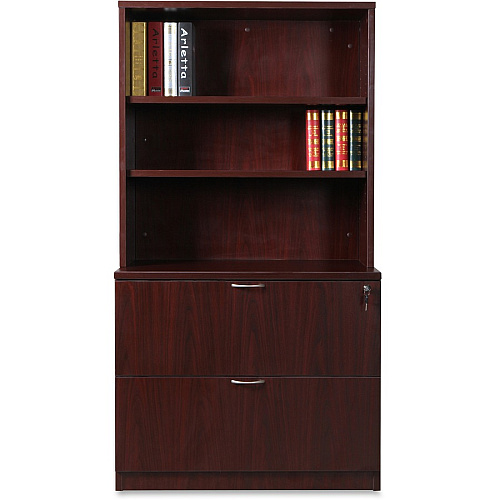 Lorell Essentials Series Stack-on Bookshelf 36" Width x 15" Depth x 36" Height - 2 x Shelf(ves) - Stackable - Mahogany, Laminate - MFC, Polyvinyl Chloride (PVC) - Assembly Required (LLR69614)