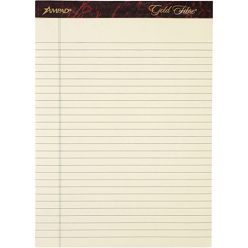 Ampad Gold Fibre Legal Rule Retro Writing Pads 50 Sheets - Wire Bound - 0.34" Ruled - 20 lb Basis Weight - 8 1/2" x 11 3/4" Sheet Size - Ivory Paper - Micro Perforated, Easy Tear, Chipboard Backing, Heavyweight - 4 / Pack (20011)