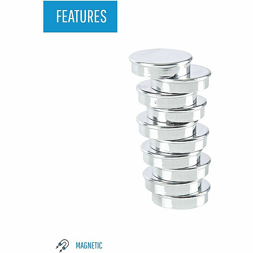 MasterVision Planning Board Magnets 1" Diameter - Round - 10 / Pack - Silver (IM130809)