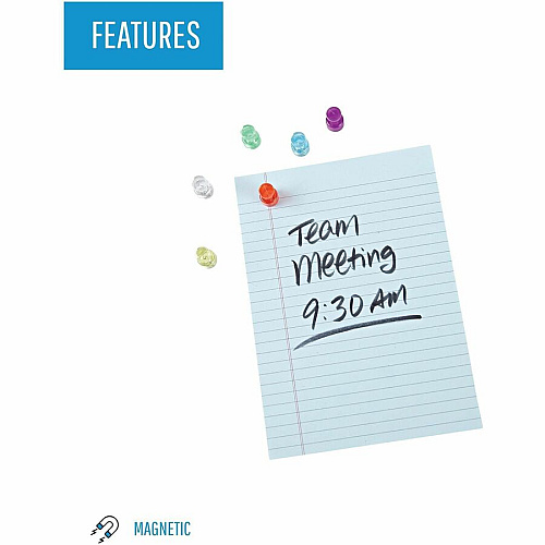 MasterVision Planning Board Magnetic Push Pins 0.3" Diameter - 1 Each - Gray, Blue, Red (IM356601)