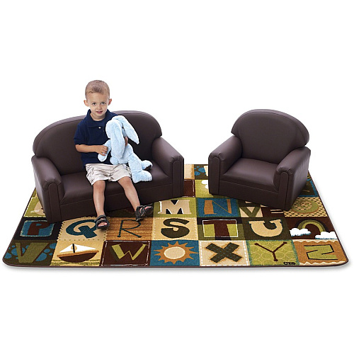Carpets for Kids&reg; KIDSoft™ Toddler Alpha Blocks Nature Rug 72" Length x 48" Width - Rectangle - Alphabet Blocks - Multi - 1 Each (11724)