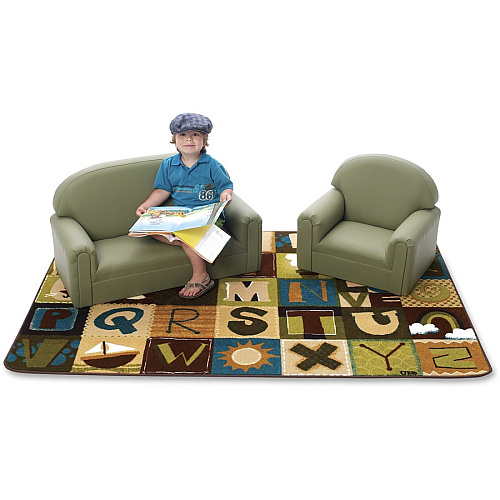 Carpets for Kids&reg; KIDSoft™ Toddler Alpha Blocks Nature Rug 72" Length x 48" Width - Rectangle - Alphabet Blocks - Multi - 1 Each (11724)
