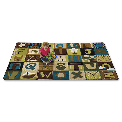 Carpets for Kids&reg; KIDSoft™ Toddler Alpha Blocks Nature Rug Kids - 72" Length x 108" Width - Rectangle - Alphabet Blocks - Multi - 1 Each (11726)