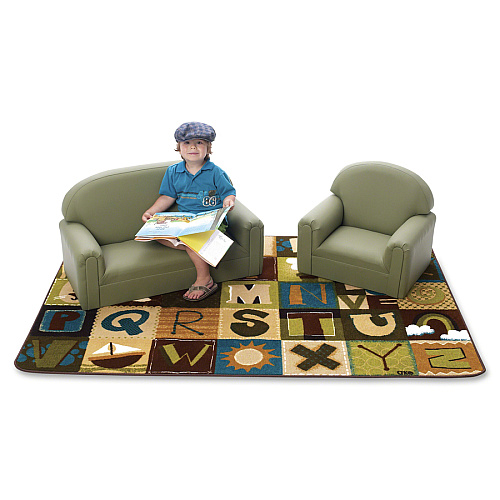 Carpets for Kids&reg; KIDSoft™ Toddler Alpha Blocks Nature Rug 12 ft Length x 90" Width - Rectangle - Alphabet Blocks - Multi - 1 Each (11728)