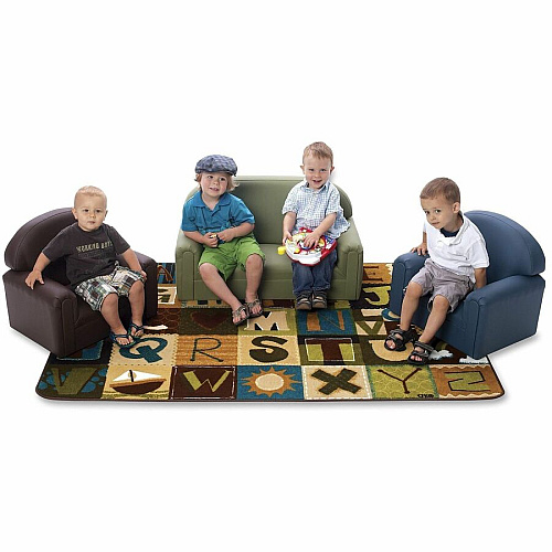 Carpets for Kids&reg; KIDSoft™ Toddler Alpha Blocks Nature Rug 12 ft Length x 90" Width - Rectangle - Alphabet Blocks - Multi - 1 Each (11728)