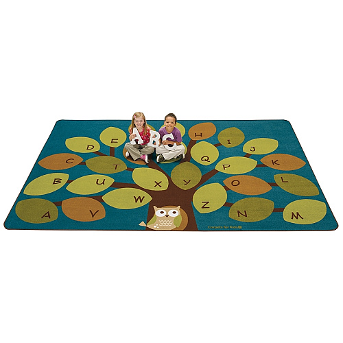 Carpets for Kids&reg; Premium Owl-phabet Tree Woodland Rug 108" Length x 72" Width - Rectangle - Alphabet, Woodland - Multi - 1 Each (20726)