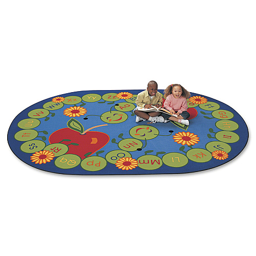 Carpets for Kids&reg; Premium ABC Caterpillar Oval Seating Rug 113" Length x 81" Width - Oval - Multi - 1 Each (2295)
