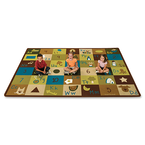 Carpets for Kids&reg; Premium Learning Blocks Nature Design Rug 12 ft Length x 90" Width - Rectangle - Learning Blocks Nature - Multi - 1 Each (37712)