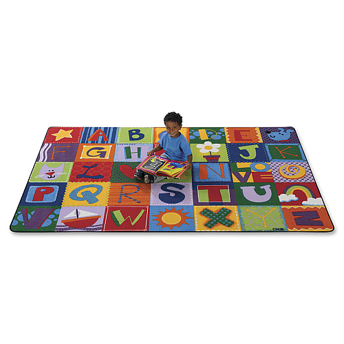 Carpets for Kids&reg; KIDSoft™ Toddler Alphabet Blocks Rug 108" Length x 72" Width - Rectangle - Alphabet Blocks - Multi - 1 Each (3800)